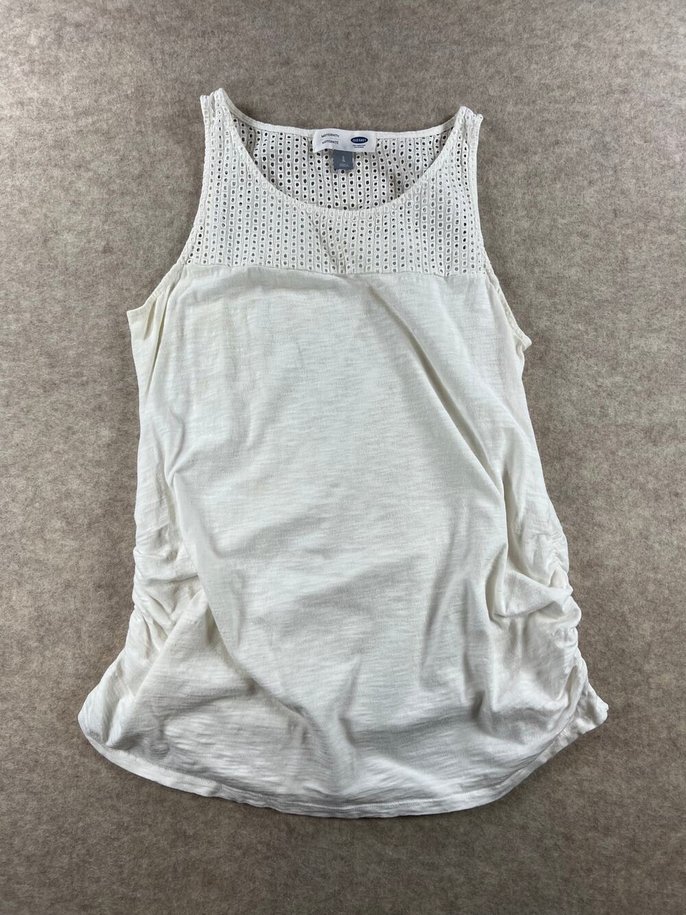 Old Navy Maternity White Eyelet Detail Tank Top Size Large